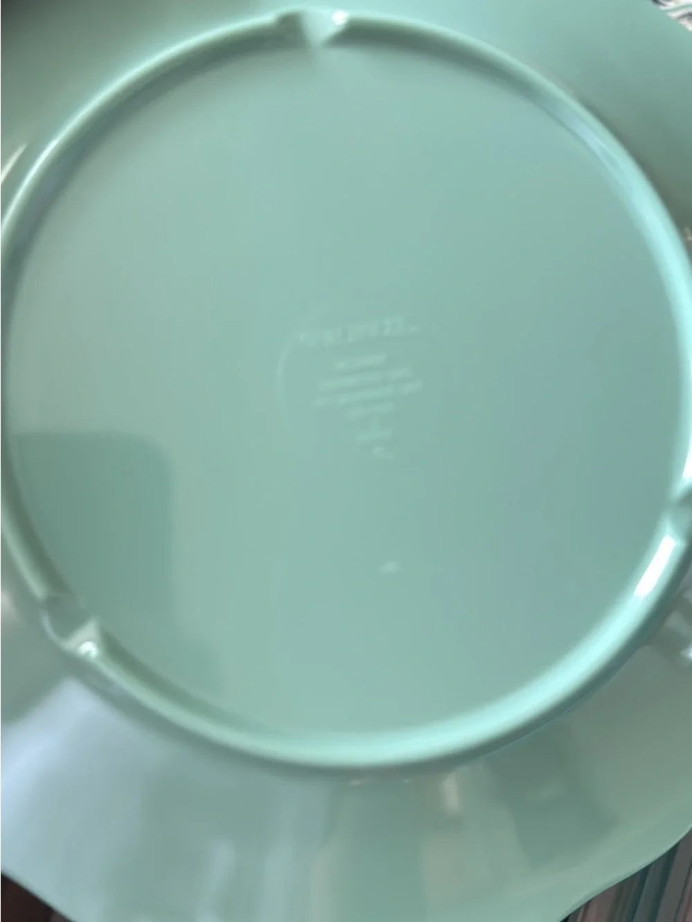 Mixed melamine opal house Plates in Green, Pink, Blue, and White & 2 ceramic
